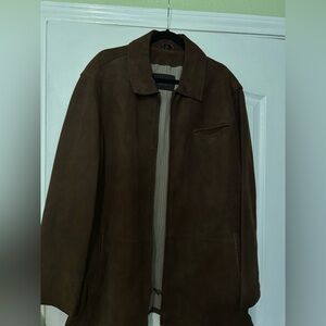Robert Comstock Vertical Brown baby calf nubuck Leather  Jacket cl